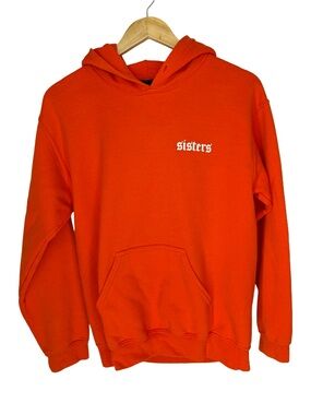 Sisters Apparel Orange logo calligraphy hoodie small #163